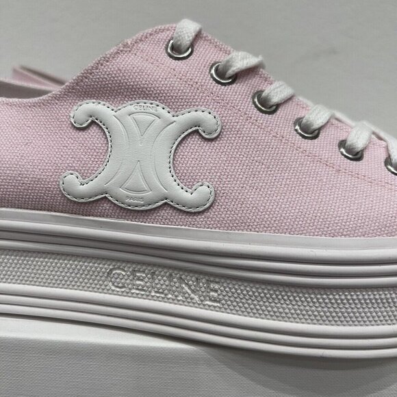 CELINE Jane Triomphe Patch Platform Block Wedge Trainer Low Top Sneakers 39/40 - Picture 5 of 11